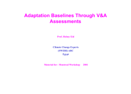 "Adaptation Baselines Through V&A Assessments" by