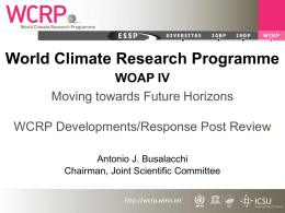 role of WOAP within WCRP