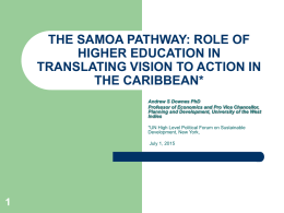 the samoa pathway, july 2015 - The University of the West Indies