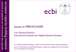 Issues in MRV/ICA/IAR - European Capacity Building Initiative