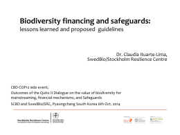 Biodiversity financing and safeguards