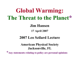 Global Warming: The Threat to the Planet