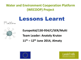 Water and Environment Cooperation Platform (WECOOP) Project
