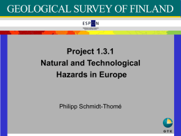 Project 1.3.1 Natural and Technological Hazards in Europe