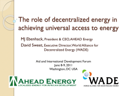 The Role of decentralized energy in achieving universal access to