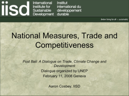 National Measures, Trade and Competitiveness
