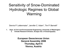 Sensitivity of Snow-Dominated Hydrologic Regimes to Global