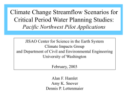 Climate Change Streamflow Scenarios for Critical Period Water