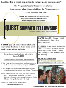 July 3: "Pre-QUEST" Fellows Program