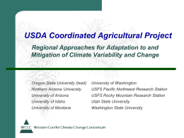 USDA proposal on Regional Approaches for Adaptation to and