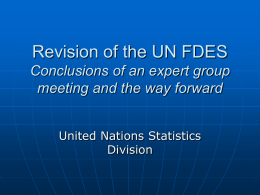 Revision of the UN FDES Conclusions of an expert group meeting