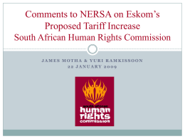 SAHRC Comments to Nersa on Eskom`s proposed 35% Tariff Increase
