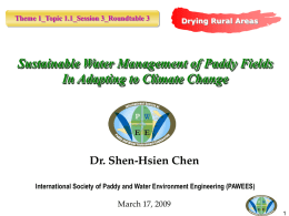 Sustainable Water Management of Paddy Fields In Adapting to
