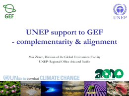 UNEP:GEF programming & alignment with the international