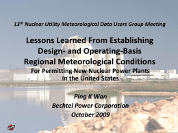 Design- and Operating Bases Regional Meteorological Conditions