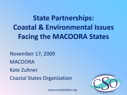 Coastal Issues facing the MACOORA States