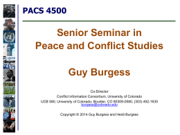 PPT Slides -- January 20 - Peace and Conflict Studies