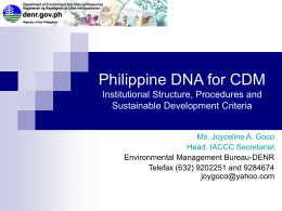 DENR: Philippine DNA for CDM - Capacity Development for the CDM