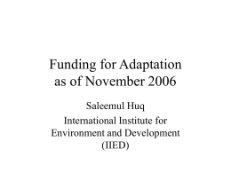 Funding for Adaptation as of November 2006