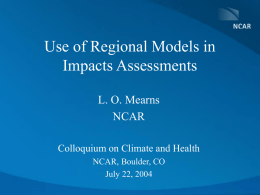 Regional Modeling. - Advanced Study Program