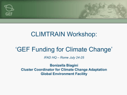 GEF Funding for Climate Change