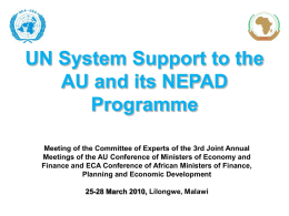 UN System Support to the AU and its NEPAD Programme through