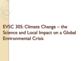 EVSC 305: Climate Change – the Science and