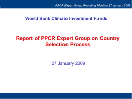 PPCR Expert Group Reporting Meeting 27 January 2009