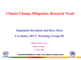 Climate Change Mitigation: Research Needs