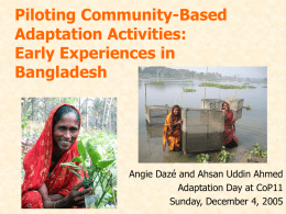 Piloting Community-Based Adaptation Activities: Early Experiences
