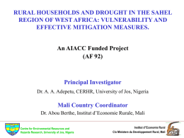 Rural Households and Drought in the Sahel Region of West Africa