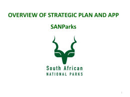 Overview of Strategic Plan and APP SANParks