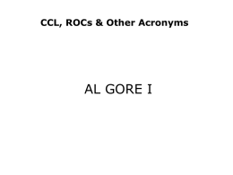 CCL, ROCs & Other Acronyms