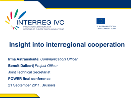 INTERREG IVC - Power Programme