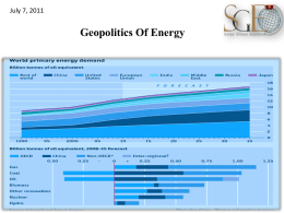 Geopolitics Of Energy - The Swiss Global Economics