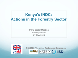 Kenya`s INDC Actions in the Forestry Sector