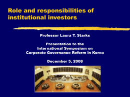 Role and responsibilities of institutional investors as shareholders