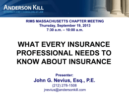9/19/2013 - Insurance - RIMS Massachusetts Chapter