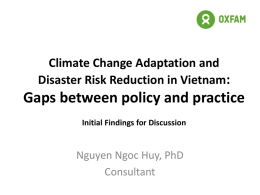 Climate Change Adaptation and Disaster Risk Reduction in Vietnam