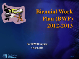 Presentation for Proposed Biennial Work Plan 2012/2013