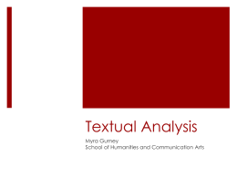 Text Analysis - Researching Media Audiences