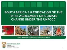 South Africa`s Ratification of Paris Agreement on Climate Change