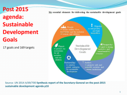 Post 2015 agenda: Sustainable Development Goals