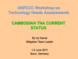 Experiences and lessons learned from the TNA of Cambodia
