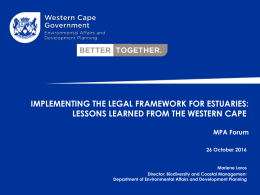 Western Cape Estuaries Programme Estuary Management Framework and