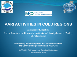 AARI Activities in Cold Regions