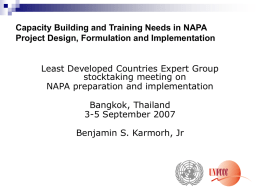 Capacity Building and training needs in NAPA Project Design