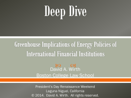 Deep Dive Greenhouse Implications of Energy Policies