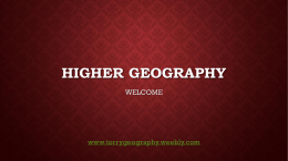 HIGHER GEOGRAPHY Course Info