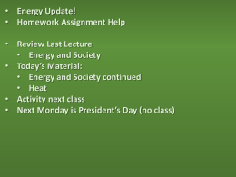 Energy Update! - earthjay science